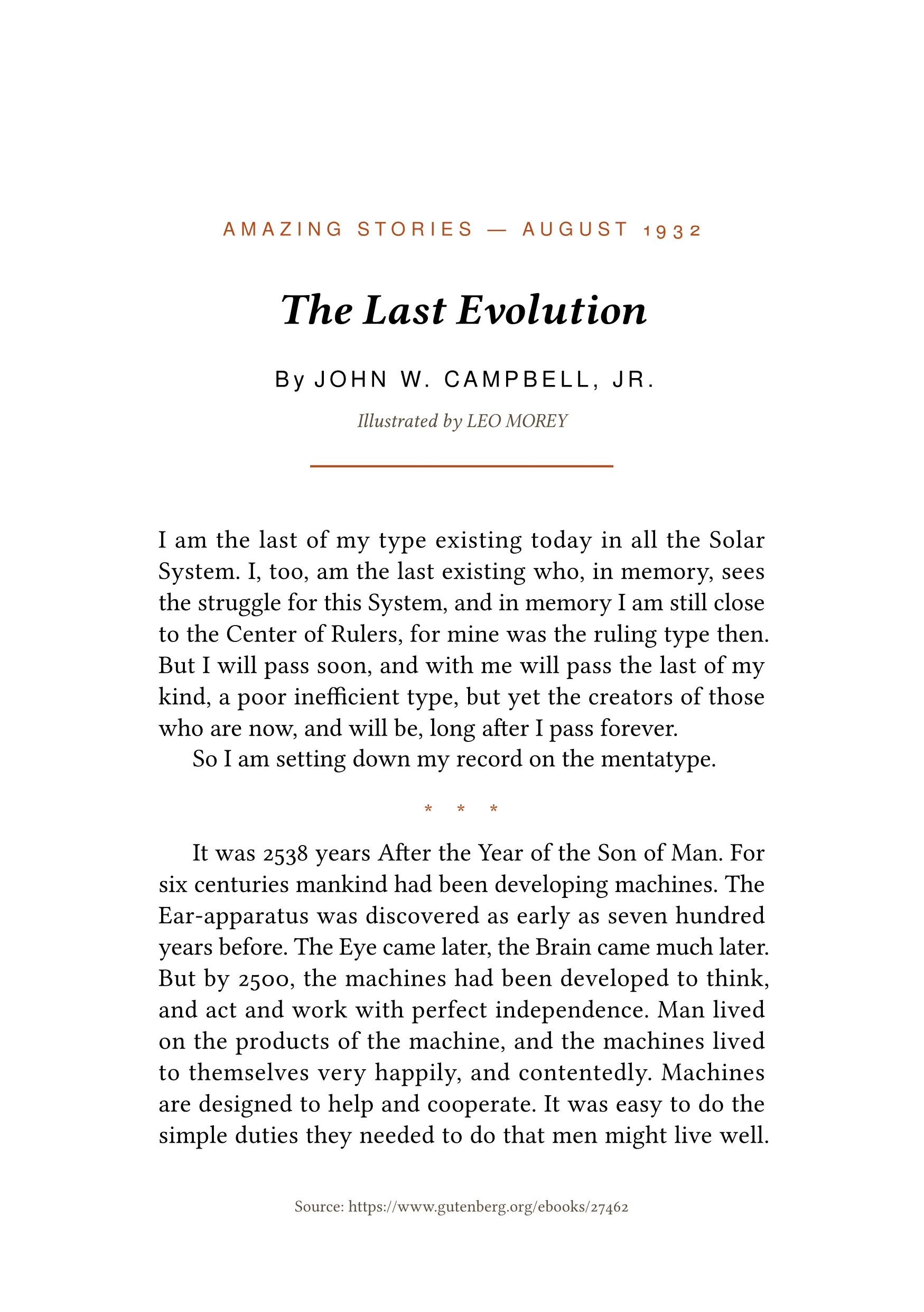 The Last Evolution by John W. Campbell, Jr.