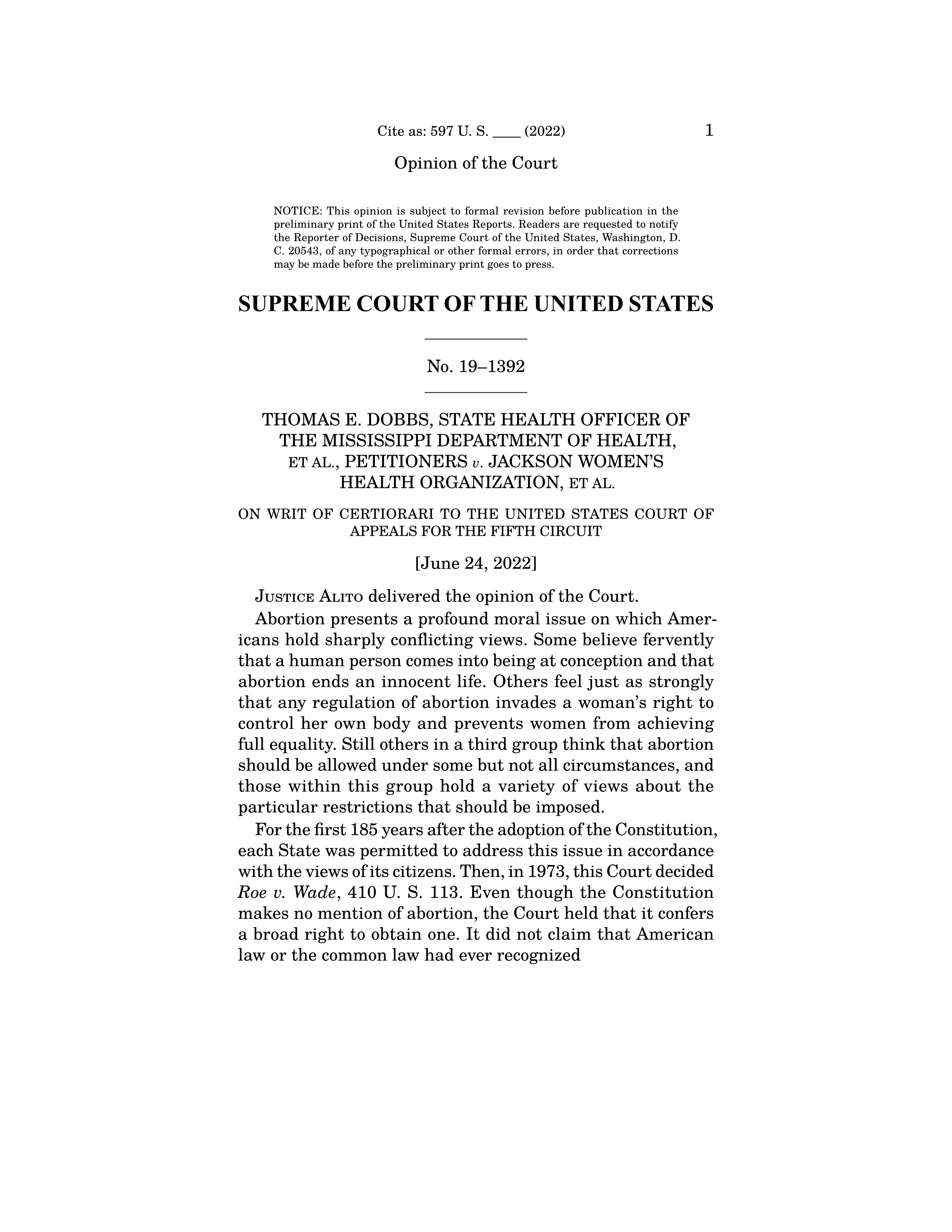 Opinion slip of the Supreme Court of the United Stated.